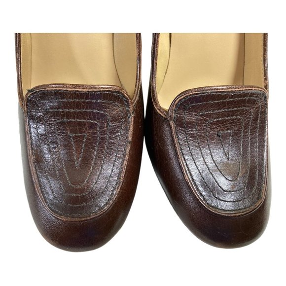 Michael Kors Brown Leather Round Toe Platform Chunky Heels Pumps 6.5M - Picture 4 of 10